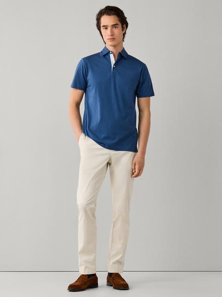 Hackett London Jersey Woven Trim Polo Shirt, Airforce Blue - view 2, Airforce Blue