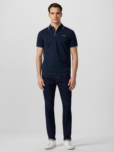 Hackett London Sport Classic Fit Short Sleeve Tipped Polo Top - view 2, Navy