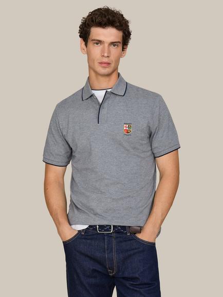 Hackett London Heritage Cotton Classic Fit Short Sleeve Londonn Rowing Club Polo Top, Ash Grey