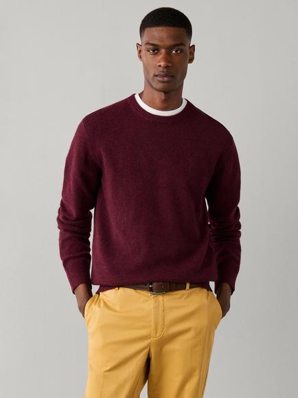 Hackett London Wool Crew Neck Jumper, Oxblood Red