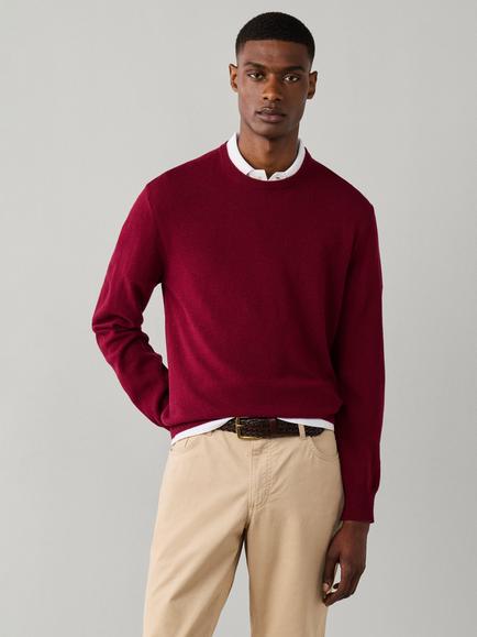 Hackett London Merino Wool and Cashmere Blend Crew Jumper, Oxblood Red
