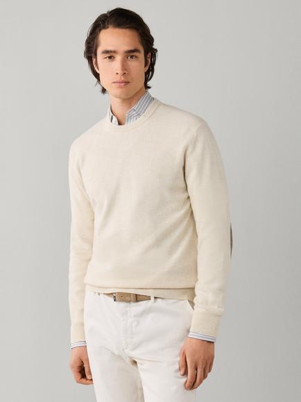 Hackett London Merino Wool and Cashmere Blend Crew Jumper, Off White