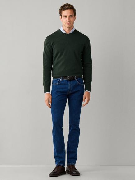 Hackett London Merino Wool and Cashmere Blend Crew Jumper - view 2, Vintage Green