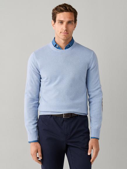 Hackett London Merino Wool and Cashmere Blend Crew Jumper, Light Blue