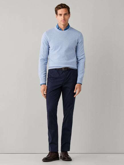 Hackett London Merino Wool and Cashmere Blend Crew Jumper - view 2, Light Blue