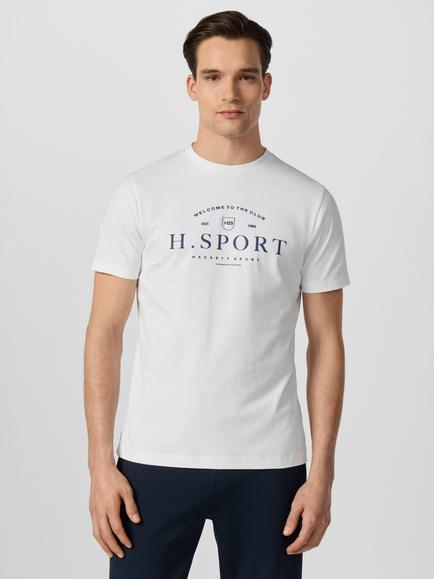 Hackett London Sport Cotton Classic Fit Branded Script Graphic T-Shirt, Optic White, Optic White