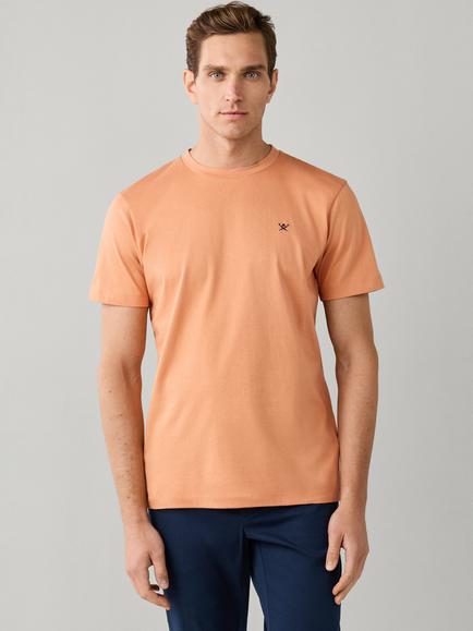 Hackett London Crew Neck Logo Cotton T-Shirt, Soft Orange