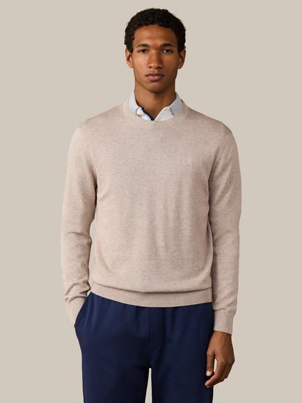 Hackett London Heritage Crew Neck Cotton Jumper, Malt Beige