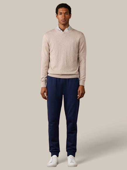 Hackett London Heritage Crew Neck Cotton Jumper - view 2, Malt Beige