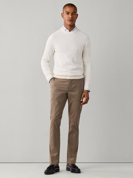 Hackett London Saddle Crew Neck Cotton Jumper - view 2, Off White