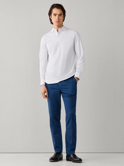 Hackett London Long Sleeve Cotton Piqué Polo Shirt, Optic White - view 2, Optic White
