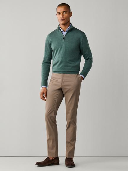 Hackett London Half Zip Merino Wool Jumper, Olive Green