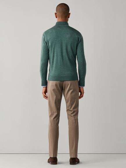 Hackett London Half Zip Merino Wool Jumper - view 2, Olive Green