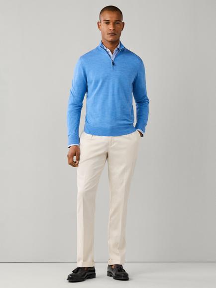 Hackett London Half Zip Merino Wool Jumper - view 2, Summer Blue