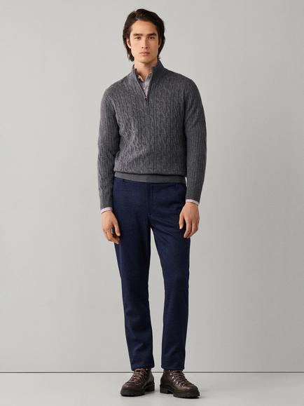 Hackett London Cable Half Zip Wool Jumper - view 2, College Grey