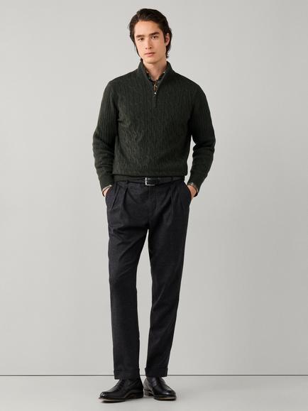 Hackett London Cable Half Zip Wool Jumper - view 2, Hunter Green