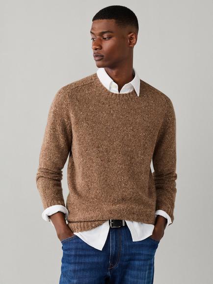 Hackett London Donegal Crew Neck Wool Jumper, Tetley Beige