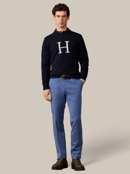 Hackett London Heritage Stretch Cotton Slim Fit Kensington Chinos - view 2, Steel Blue