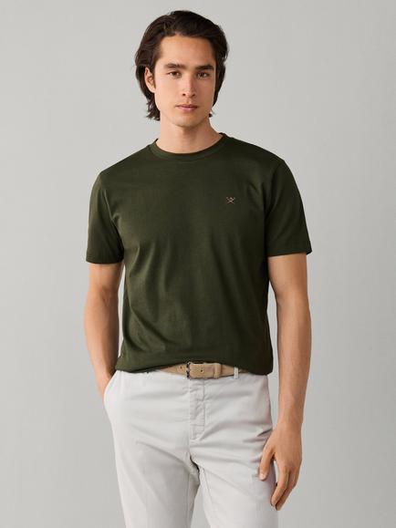 Hackett London Crew Neck Logo Cotton T-Shirt, Hunter Green