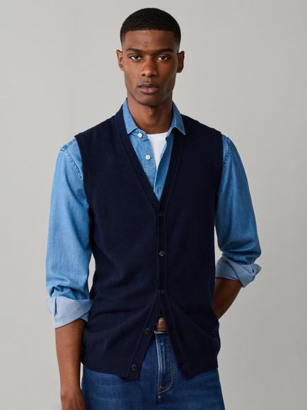 Hackett London V Neck Sleeveless Merino Wool Blend Jumper, Old Navy
