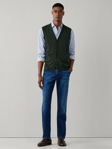 Hackett London V Neck Sleeveless Merino Wool Blend Jumper - view 2, Vintage Green