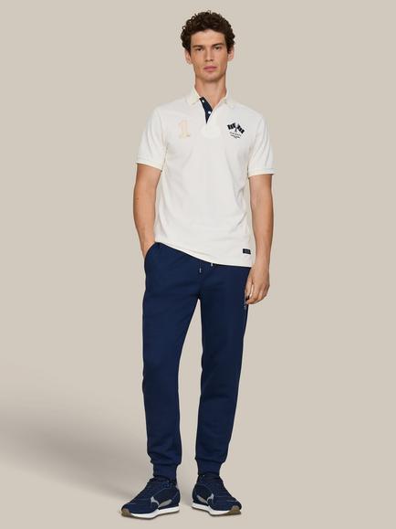 Hackett London Heritage Cotton Classic Fit Short Sleeve London Rowing Club Flag Polo Top, Off White - view 2, Off White