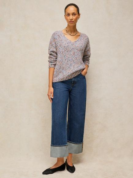White Stuff Textured V-Neck Jumper, Neutral