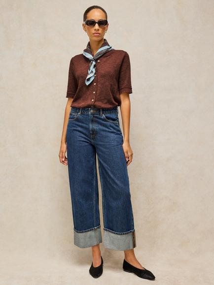 White Stuff Betsy Fine Knit Short Sleeve Cardigan, Dark Brown, Dark Brown