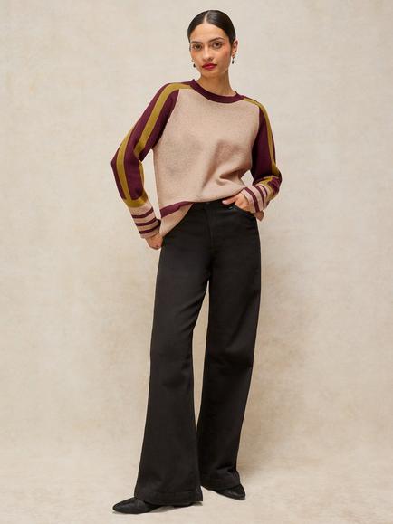 White Stuff Carla Stripe Crew Neck Jumper containing LENZING™ ECOVERO™ Viscose, Natural/Multi, Natural/Multi