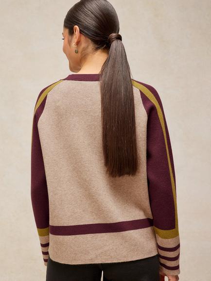 White Stuff Carla Stripe Crew Neck Jumper containing LENZING™ ECOVERO™ Viscose, Natural/Multi - view 2, Natural/Multi