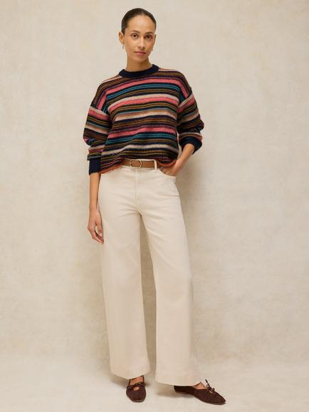 White Stuff Wool Rich Stripe Jumper, Navy Multi, Navy Multi