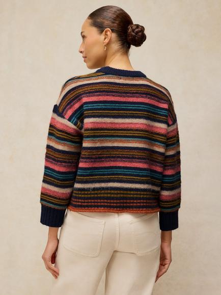 White Stuff Wool Rich Stripe Jumper, Navy Multi - view 2, Navy Multi