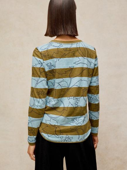 White Stuff Clara Cotton Stripe Long Sleeve T-Shirt, Blue Mlt - view 2, Blue Mlt