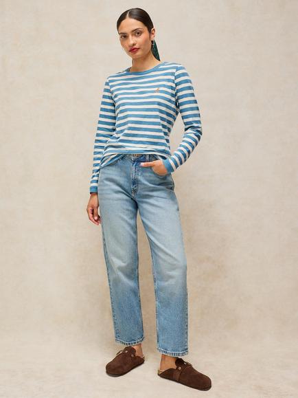 White Stuff Clara Cotton Stripe Long Sleeve T-Shirt, Ivory