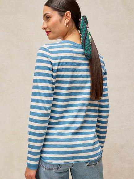 White Stuff Clara Cotton Stripe Long Sleeve T-Shirt - view 2, Ivory