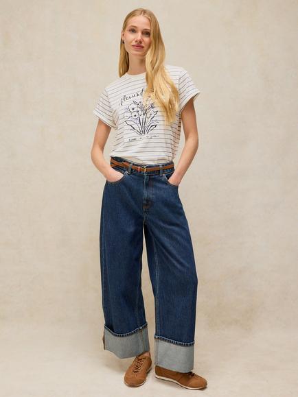 White Stuff Gina Cotton Graphic Stripe T-Shirt, White P, White Pr