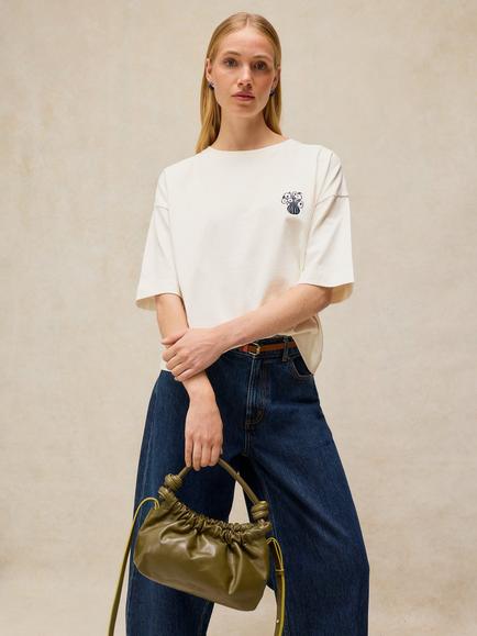 White Stuff Katya Cotton Embroidered Boxy Fit T-Shirt, Ivory, Ivory