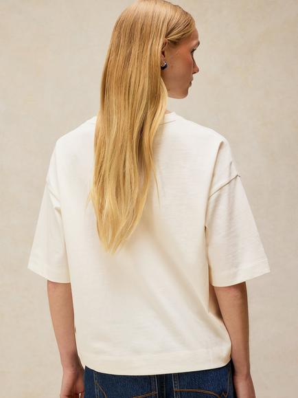 White Stuff Katya Cotton Embroidered Boxy Fit T-Shirt, Ivory - view 2, Ivory