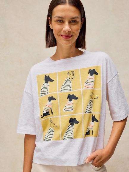 White Stuff Katya Cotton Graphic Boxy Fit T-Shirt, White, White