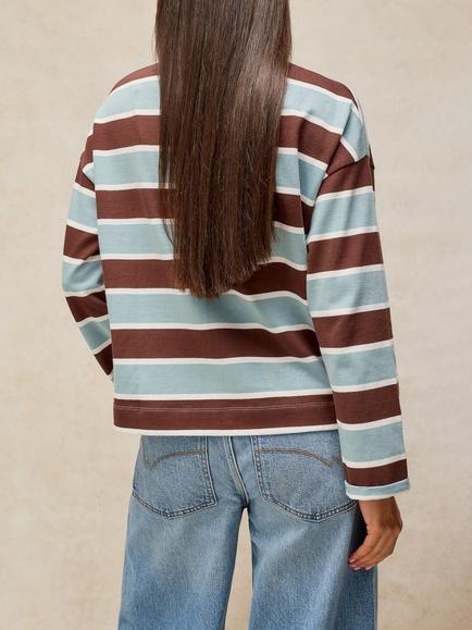 White Stuff Kim Cotton Stripe Long Sleeve T-Shirt, Blue/Multi - view 2, Blue/Multi