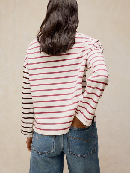 White Stuff Kim Cotton Stripe Long Sleeve T-Shirt, Ivory/Multi - view 2, Ivory/Multi