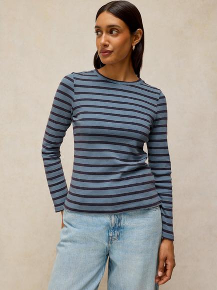 Whie Stuff Sadie Stripe Long Sleeve T-Shirt, Blue/Multi, Blue/Multi