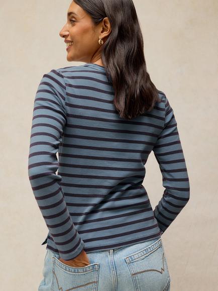 Whie Stuff Sadie Stripe Long Sleeve T-Shirt, Blue/Multi - view 2, Blue/Multi
