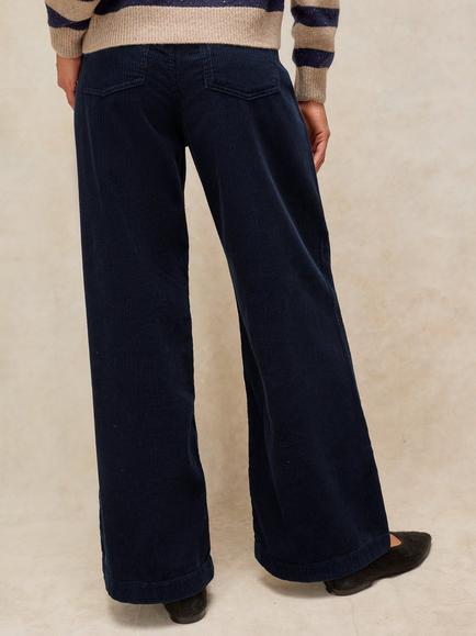 White Stuff Ayla Corduroy Wide Leg Trousers, Dark Navy - view 2, Dark Navy