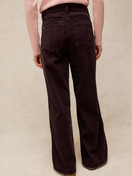 White Stuff Ayla Corduroy Wide Leg Trousers, Dk Brown - view 2, Dk Brown