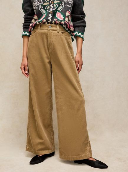 White Stuff Ayla Corduroy Wide Leg Trousers, Lgt Green, Lgt Green