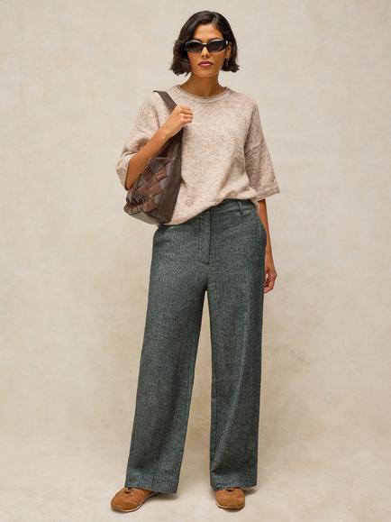 White Stuff Belle Tailored Wide Leg Trousers, Grey Mlt, Grey Mlt