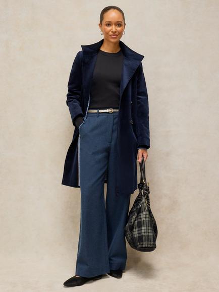 White Stuff Belle Tailored Wide Leg Trousers, Navy Multi, Navy Multi