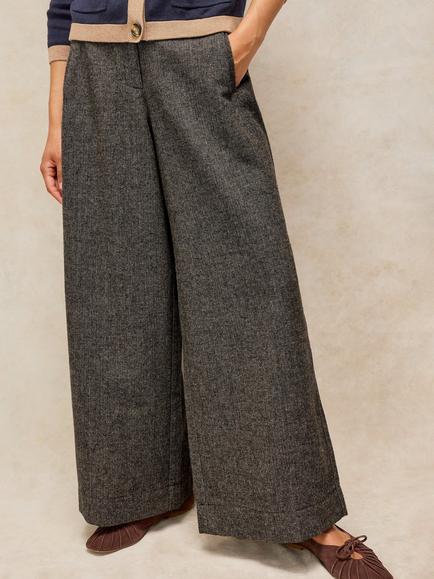 White Stuff  Ramona Tailored Wide Leg Trousers, Grey Mlt, Grey Mlt