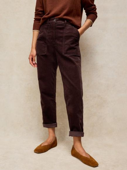 White Stuff Twister Corduroy Straight Leg Trousers, Dk Brown, Dk Brown